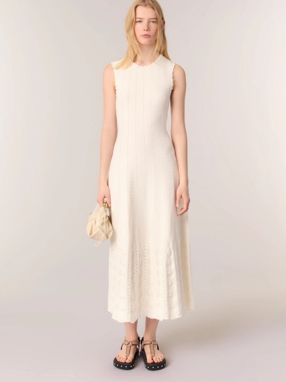 Riperla Beaded pointelle knit maxi dress